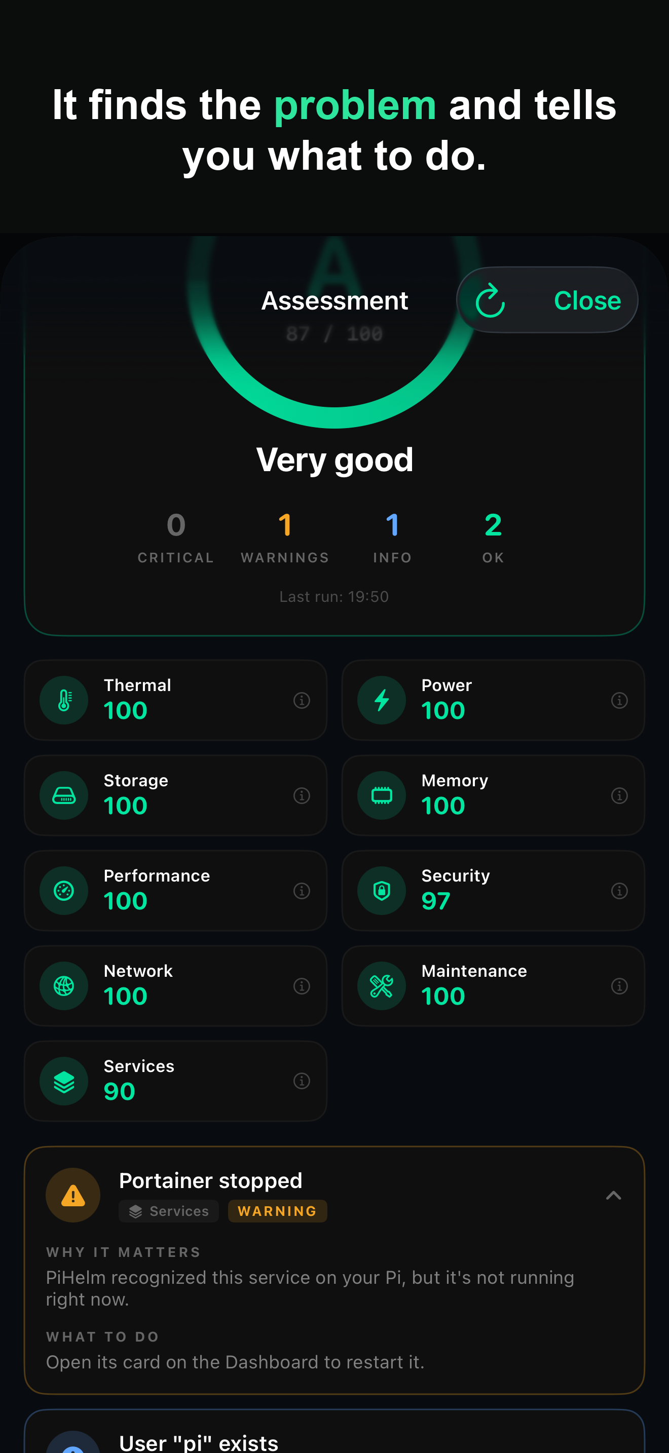 Health Score with a warning and what to do about it